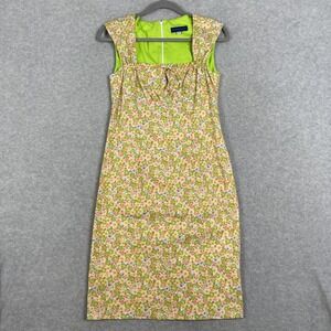 Mario Balthazar Floral Sheath Dress Womens Size 8 Yellow Cottagecore Retro‎